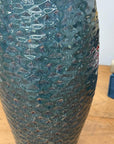 Glazed Teal & Amber Textured Ceramic Vase with Narrow Neck - FEA Home