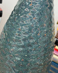 Glazed Teal & Amber Textured Ceramic Vase with Narrow Neck - FEA Home