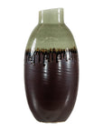 Green and Brown Vase with Drip Glaze and Asymmetric Rim-12. Asian & Chinese Furniture, Art, Antiques, Vintage Home Décor for sale at FEA Home