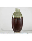 Green and Brown Vase with Drip Glaze and Asymmetric Rim-7. Asian & Chinese Furniture, Art, Antiques, Vintage Home Décor for sale at FEA Home