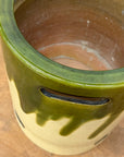 Green and Cream Ceramic Hibachi with Drip Glaze Detail