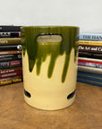 Green and Cream Ceramic Hibachi with Drip Glaze Detail
