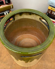 Green and Cream Ceramic Hibachi with Drip Glaze Detail