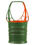 Green and Orange Antique Metal Basket with Openwork Design - image 1