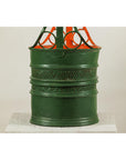 Green and Orange Antique Metal Basket with Openwork Design - image 9