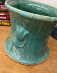 Green and Teal Glazed Planter with Drum Style Form - FEA Home