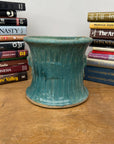 Green and Teal Glazed Planter with Drum Style Form - FEA Home
