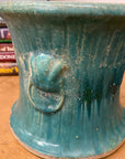 Green and Teal Glazed Planter with Drum Style Form - FEA Home