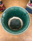 Green and Teal Glazed Planter with Drum Style Form - FEA Home