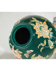 Green Ceramic Vase with Birds, Butterflies, and Floral Decoration-14. Asian & Chinese Furniture, Art, Antiques, Vintage Home Décor for sale at FEA Home