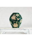 Green Ceramic Vase with Birds, Butterflies, and Floral Decoration-16. Asian & Chinese Furniture, Art, Antiques, Vintage Home Décor for sale at FEA Home