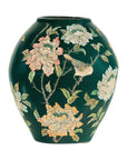 Green Ceramic Vase with Birds, Butterflies, and Floral Decoration-17. Asian & Chinese Furniture, Art, Antiques, Vintage Home Décor for sale at FEA Home