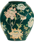 Green Ceramic Vase with Birds, Butterflies, and Floral Decoration-1. Asian & Chinese Furniture, Art, Antiques, Vintage Home Décor for sale at FEA Home