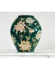 Green Ceramic Vase with Birds, Butterflies, and Floral Decoration-5. Asian & Chinese Furniture, Art, Antiques, Vintage Home Décor for sale at FEA Home