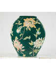 Green Ceramic Vase with Birds, Butterflies, and Floral Decoration-9. Asian & Chinese Furniture, Art, Antiques, Vintage Home Décor for sale at FEA Home