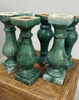 Green Glaze Ceramic Columns with Weathered Texture - FEA Home