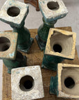Green Glaze Ceramic Columns with Weathered Texture - FEA Home