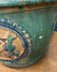 Green Planter with Floral Relief Design - FEA Home