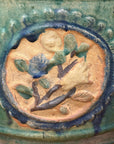 Green Planter with Floral Relief Design - FEA Home