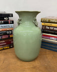 Green Vase with Botanical Theme Handles & Scalloped Top - FEA Home