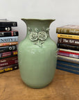 Green Vase with Botanical Theme Handles & Scalloped Top - FEA Home