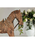 Hand-Carved Painted Wood Horse Sculpture with Geometric Details-11. Asian & Chinese Furniture, Art, Antiques, Vintage Home Décor for sale at FEA Home