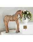 Hand-Carved Painted Wood Horse Sculpture with Geometric Details-12. Asian & Chinese Furniture, Art, Antiques, Vintage Home Décor for sale at FEA Home