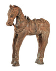 Hand-Carved Painted Wood Horse Sculpture with Geometric Details-15. Asian & Chinese Furniture, Art, Antiques, Vintage Home Décor for sale at FEA Home