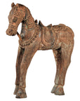 Hand-Carved Painted Wood Horse Sculpture with Geometric Details-1. Asian & Chinese Furniture, Art, Antiques, Vintage Home Décor for sale at FEA Home
