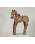 Hand-Carved Painted Wood Horse Sculpture with Geometric Details-2. Asian & Chinese Furniture, Art, Antiques, Vintage Home Décor for sale at FEA Home
