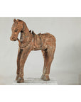Hand-Carved Painted Wood Horse Sculpture with Geometric Details-4. Asian & Chinese Furniture, Art, Antiques, Vintage Home Décor for sale at FEA Home