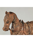 Hand-Carved Painted Wood Horse Sculpture with Geometric Details-5. Asian & Chinese Furniture, Art, Antiques, Vintage Home Décor for sale at FEA Home