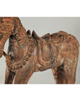 Hand-Carved Painted Wood Horse Sculpture with Geometric Details-6. Asian & Chinese Furniture, Art, Antiques, Vintage Home Décor for sale at FEA Home