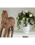 Hand-Carved Painted Wood Horse Sculpture with Geometric Details-8. Asian & Chinese Furniture, Art, Antiques, Vintage Home Décor for sale at FEA Home