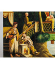 Hand-Painted Four-Panel Export Screen with Tropical Court Scene-12. Asian & Chinese Furniture, Art, Antiques, Vintage Home Décor for sale at FEA Home