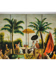 Hand-Painted Four-Panel Export Screen with Tropical Court Scene-4. Asian & Chinese Furniture, Art, Antiques, Vintage Home Décor for sale at FEA Home