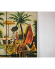 Hand-Painted Four-Panel Export Screen with Tropical Court Scene-5. Asian & Chinese Furniture, Art, Antiques, Vintage Home Décor for sale at FEA Home