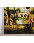 Hand-Painted Four-Panel Export Screen with Tropical Court Scene-7. Asian & Chinese Furniture, Art, Antiques, Vintage Home Décor for sale at FEA Home