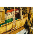 Hand-Painted Four-Panel Screen with Architectural and Equestrian Scene, Vintage-16. Asian & Chinese Furniture, Art, Antiques, Vintage Home Décor for sale at FEA Home
