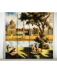 Hand-Painted Four-Panel Screen with Architectural and Equestrian Scene, Vintage-3. Asian & Chinese Furniture, Art, Antiques, Vintage Home Décor for sale at FEA Home
