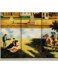 Hand-Painted Four-Panel Screen with Architectural and Equestrian Scene, Vintage-5. Asian & Chinese Furniture, Art, Antiques, Vintage Home Décor for sale at FEA Home
