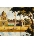 Hand-Painted Four-Panel Screen with Architectural and Equestrian Scene, Vintage-7. Asian & Chinese Furniture, Art, Antiques, Vintage Home Décor for sale at FEA Home