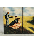Hand-Painted Four-Panel Screen with Architectural and Equestrian Scene, Vintage-8. Asian & Chinese Furniture, Art, Antiques, Vintage Home Décor for sale at FEA Home