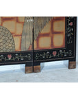 Hand-Painted Lacquer Screen with Flying Cranes and Botanical Motifs-15. Asian & Chinese Furniture, Art, Antiques, Vintage Home Décor for sale at FEA Home