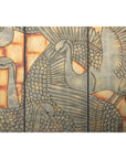 Hand-Painted Lacquer Screen with Flying Cranes and Botanical Motifs-9. Asian & Chinese Furniture, Art, Antiques, Vintage Home Décor for sale at FEA Home