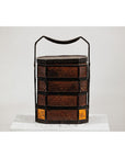 Hexagonal Four-Tier Woven Bamboo Basket with Carved Handle - image 2