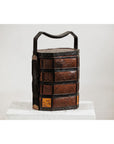 Hexagonal Four-Tier Woven Bamboo Basket with Carved Handle - image 4