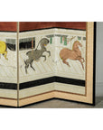 Inspired Six-Panel Screen with Horses in Stable with Bamboo-10. Asian & Chinese Furniture, Art, Antiques, Vintage Home Décor for sale at FEA Home