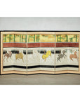 Inspired Six-Panel Screen with Horses in Stable with Bamboo-2. Asian & Chinese Furniture, Art, Antiques, Vintage Home Décor for sale at FEA Home