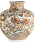 Kutani-Style Vase with Butterflies and Florals on White Ground-1. Asian & Chinese Furniture, Art, Antiques, Vintage Home Décor for sale at FEA Home